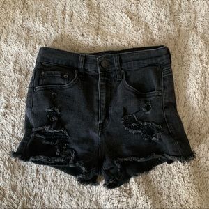 black jean shorts